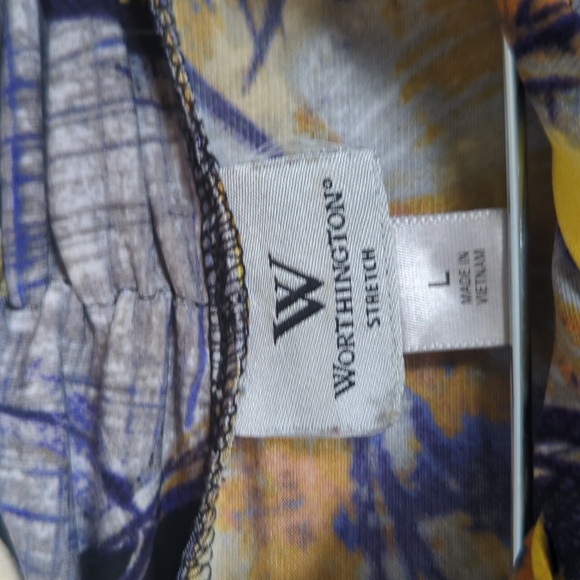 Worthington Women's Yellow Rose Floral Artsy Cowl Neck Blouse Size L - Picture 4 of 6